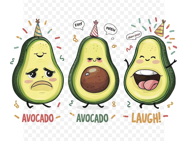 a cartoon drawing of avocado with the words avocado on it