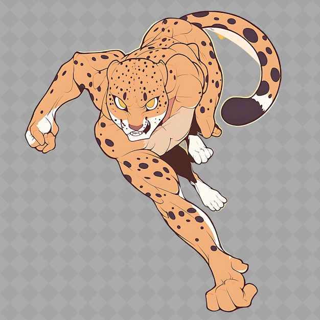 a cartoon drawing of a cheetah with a sharp teeth