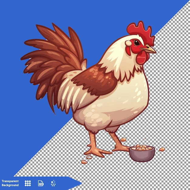 PSD a cartoon drawing of a chicken with a bowl of water