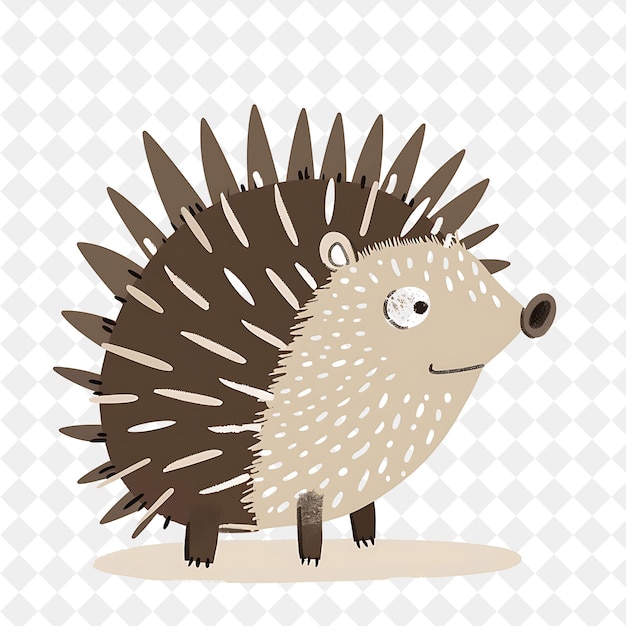 PSD a cartoon drawing of a hedgehog with a face and ears