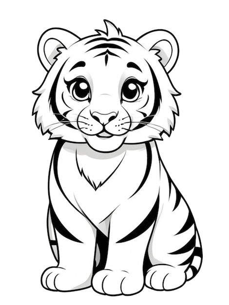 PSD a cartoon drawing of a tiger with a sticker on it