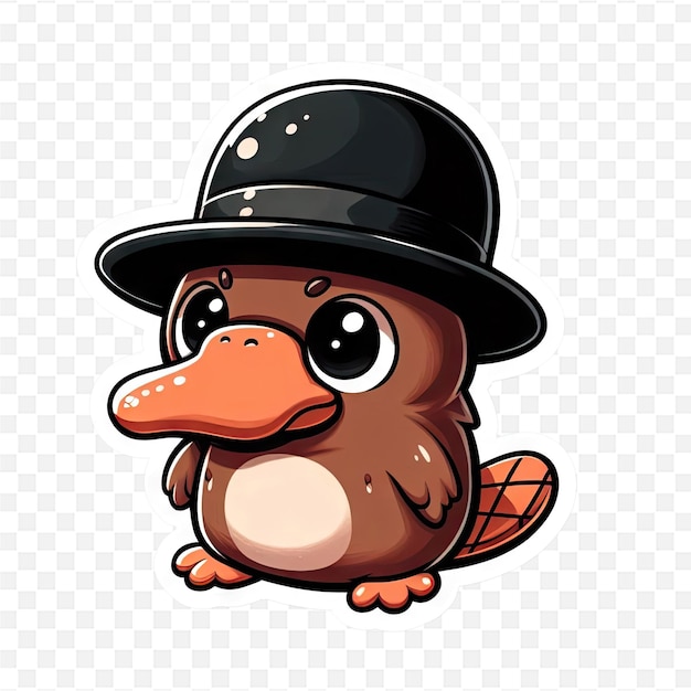 PSD a cartoon duck with a hat and a black hat