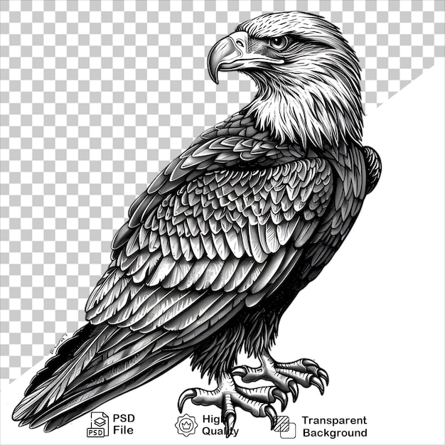 cartoon Eagle Bird with Wings Wide Open Isolated on transparent