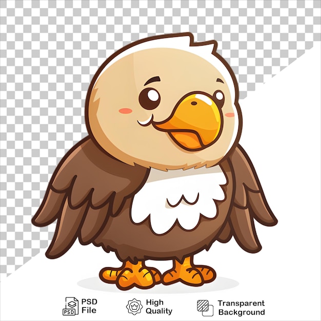 PSD cartoon eagle with fierce yellow beak and sharp eyes