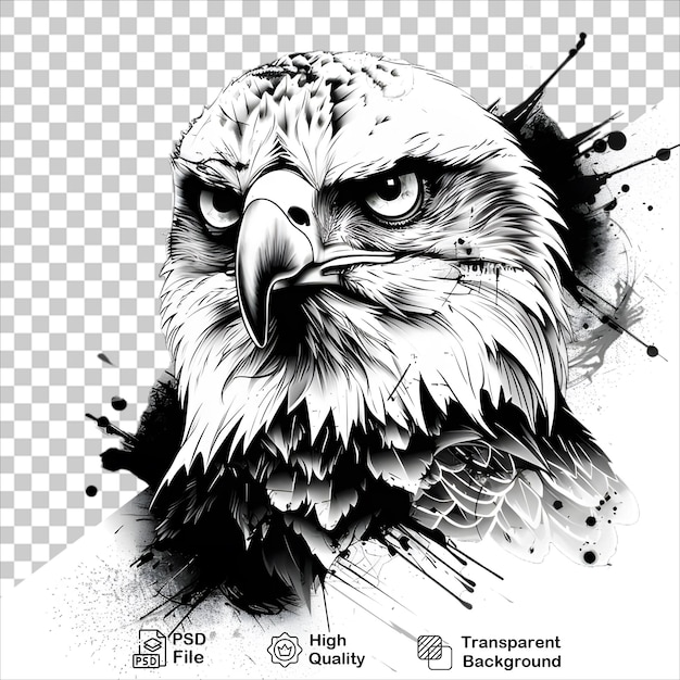 PSD cartoon eagle with wings in full flight transparent background