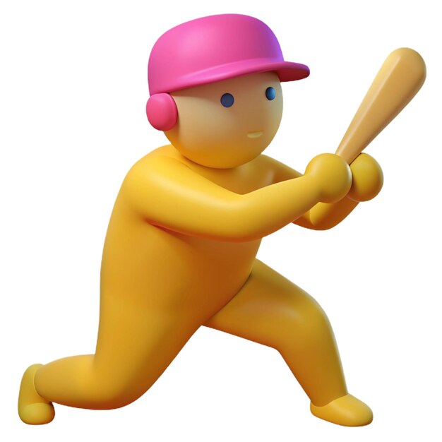 a cartoon figure with a pink hat and pink cap holding a bat