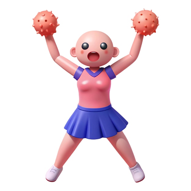 PSD a cartoon figure with a pink shirt and blue skirt is shown with the number 3 on it