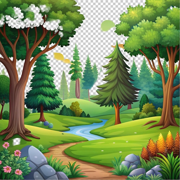 PSD cartoon forest background nature park landscape