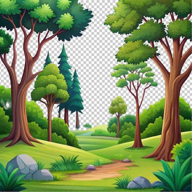 PSD cartoon forest background nature park landscape