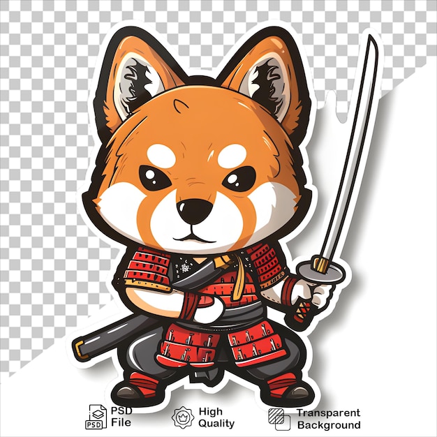 PSD a cartoon of a fox with a sword and a picture of a fox with a sword