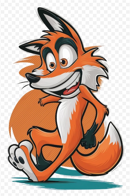 PSD a cartoon fox with a white background and a red tail