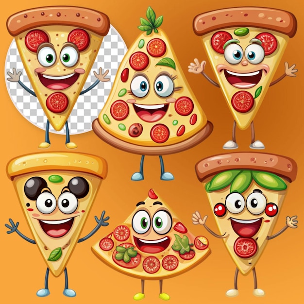 PSD cartoon funny pizza collection