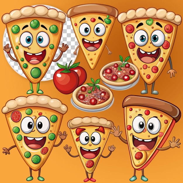 PSD cartoon funny pizza collection