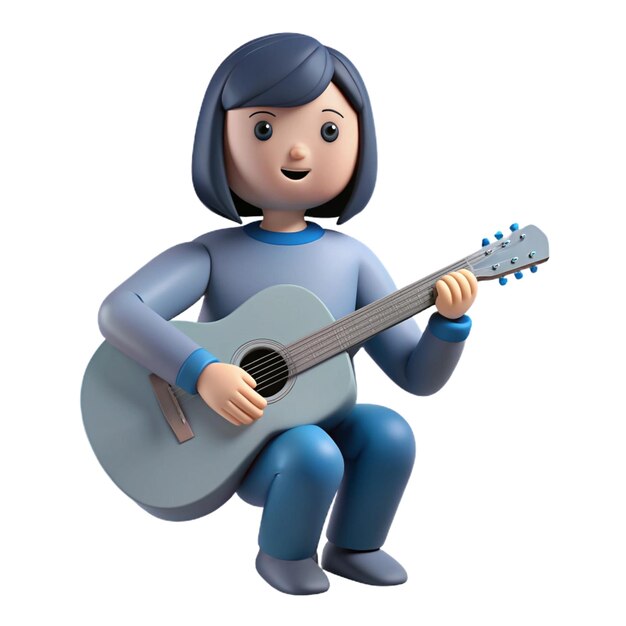 a cartoon of a girl playing a guitar with a guitar in her hand