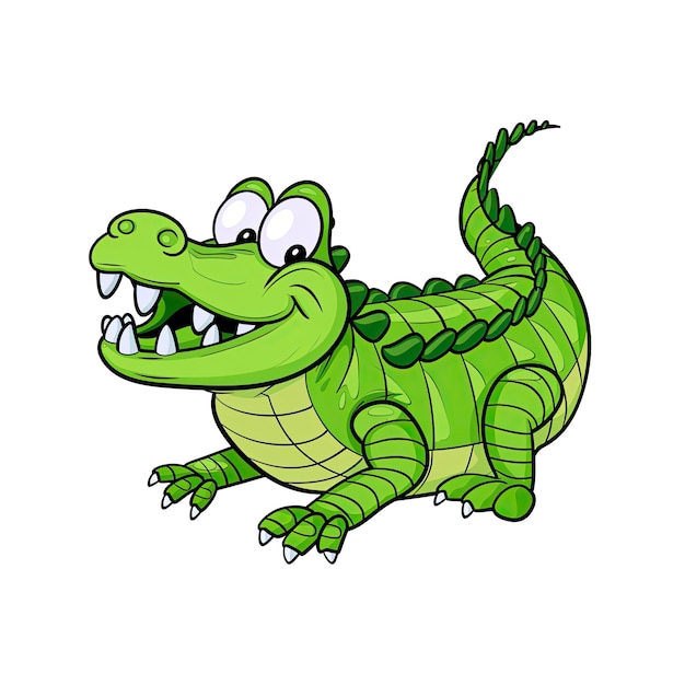 PSD a cartoon green crocodile cartoon illustration