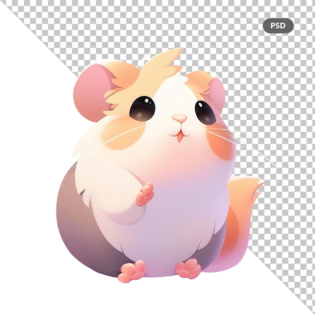 A cartoon of a hamster with a pink nose and a black background.