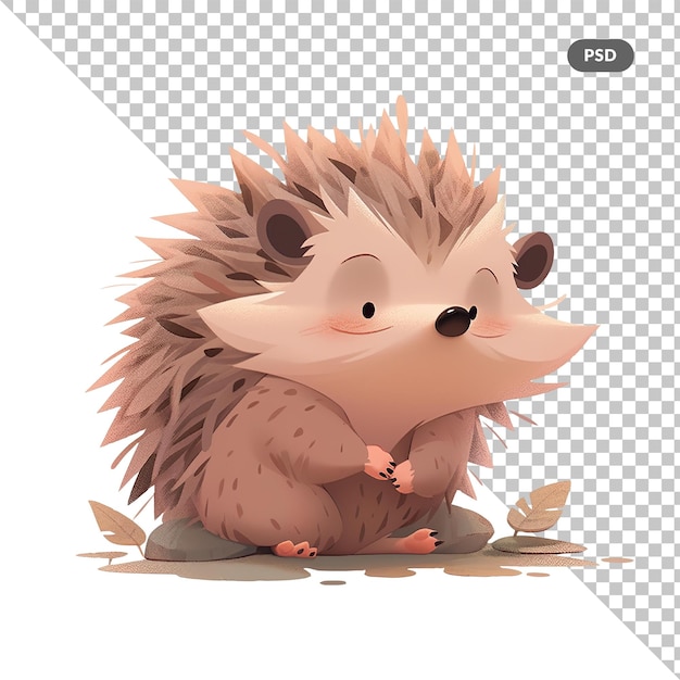 A cartoon of a hedgehog sitting on a table.