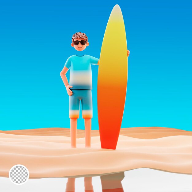 Cartoon hello summer 3d illustration