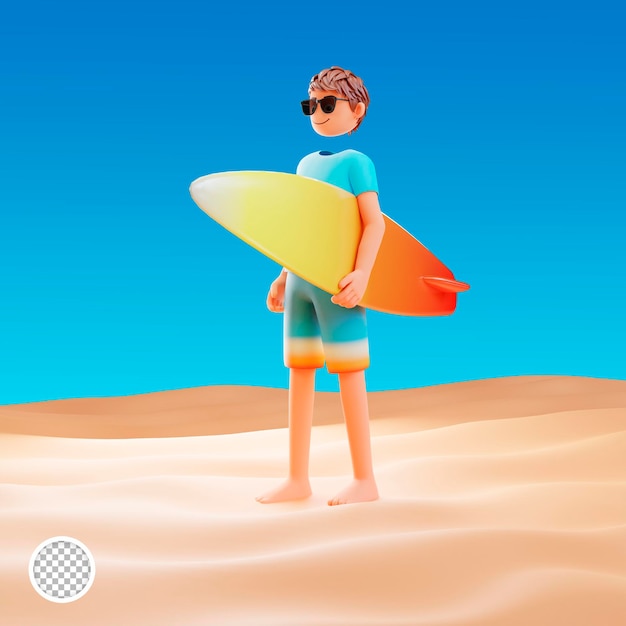 Cartoon hello summer 3d illustration