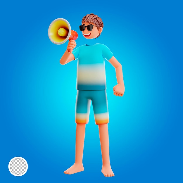 Cartoon hello summer 3d illustration