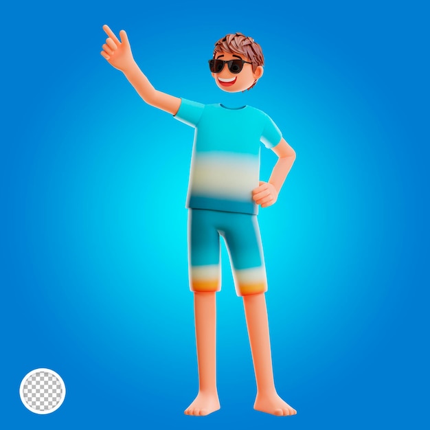 Cartoon hello summer 3d illustration