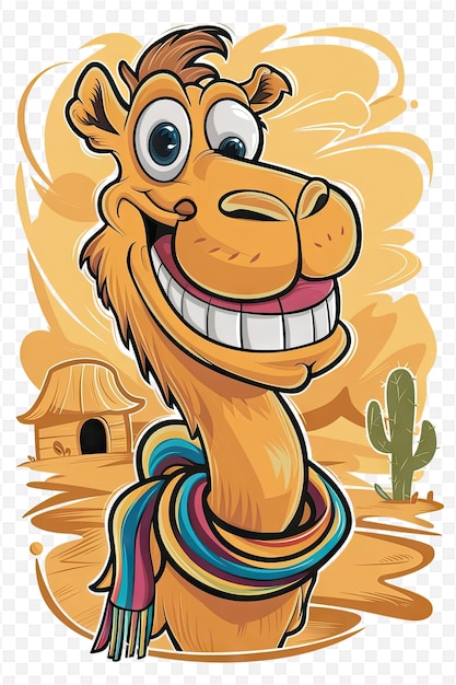 a cartoon of a horse with a colorful ribbon around its mouth