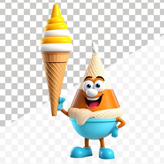 a cartoon ice cream cone on transparent background