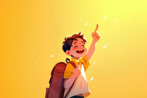 PSD a cartoon illustration of a boy with a backpack that says  joy