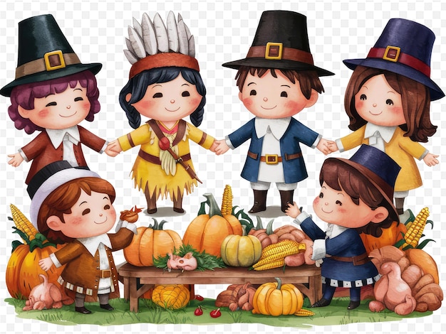 a cartoon illustration of a children in a field of pumpkins