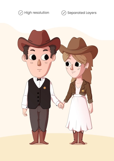 Cartoon illustration of a couple holding hands