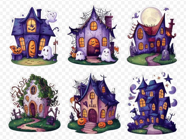 PSD a cartoon illustration of a house with a house with a pumpkin on it