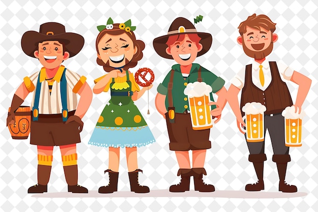 PSD a cartoon illustration of people with a beer and a sign that says quot happy people quot