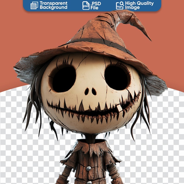 Cartoon Illustration of a Scary Halloween Scarecrow in 3D Render