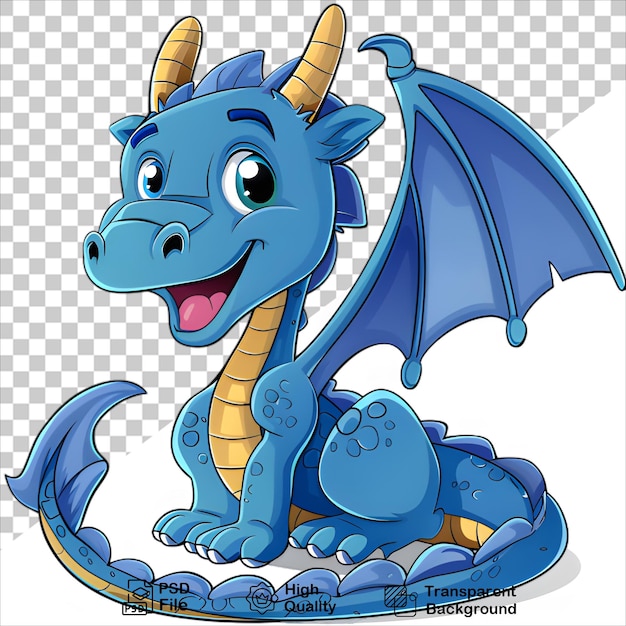 PSD a cartoon image of a blue dragon with a yellow tail