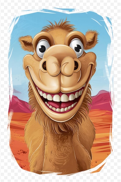 PSD a cartoon image of a camel with a smiling face