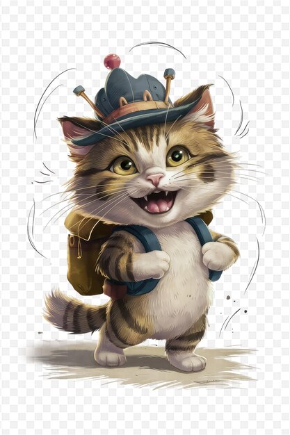 PSD a cartoon image of a cat wearing a crown and a hat