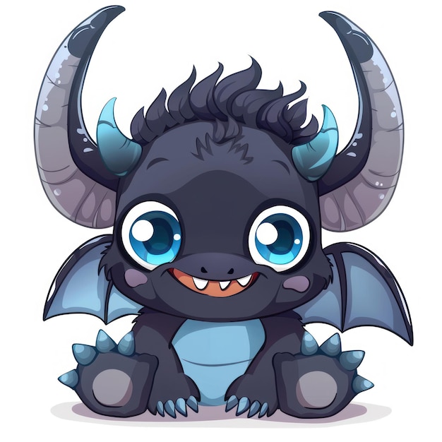 a cartoon image of a dragon with blue eyes and a big blue eyes