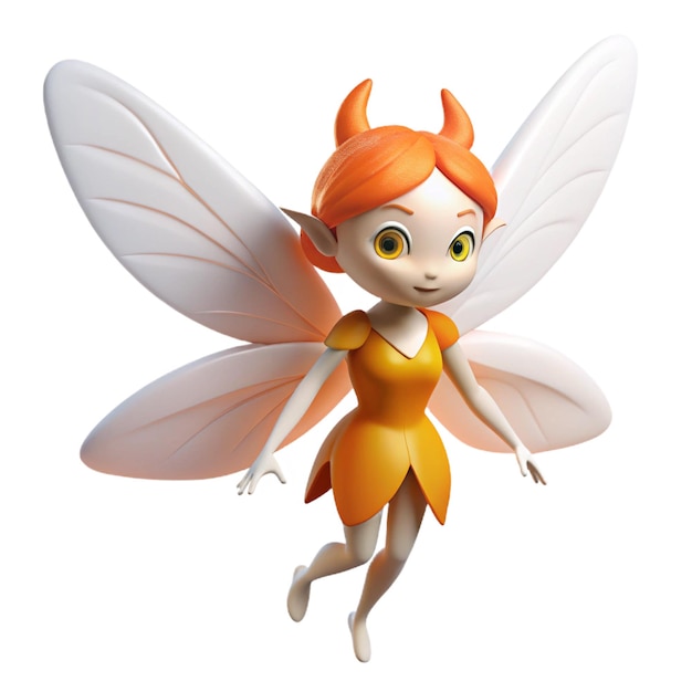 a cartoon image of a fairy with a red hair and a yellow dress