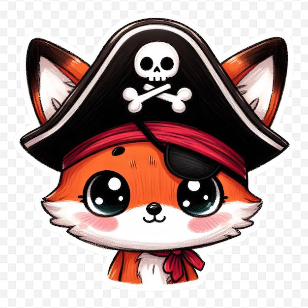 a cartoon image of a fox with a pirate hat and a pirate hat