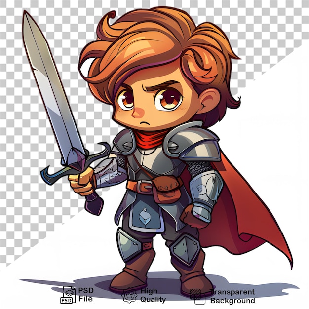 PSD a cartoon image of a knight with a sword and a sword