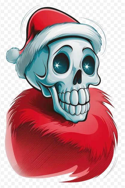 a cartoon image of a skull with a santa hat on it