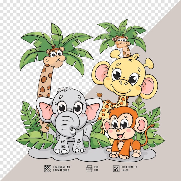 cartoon images of jungle animals without background hd quality