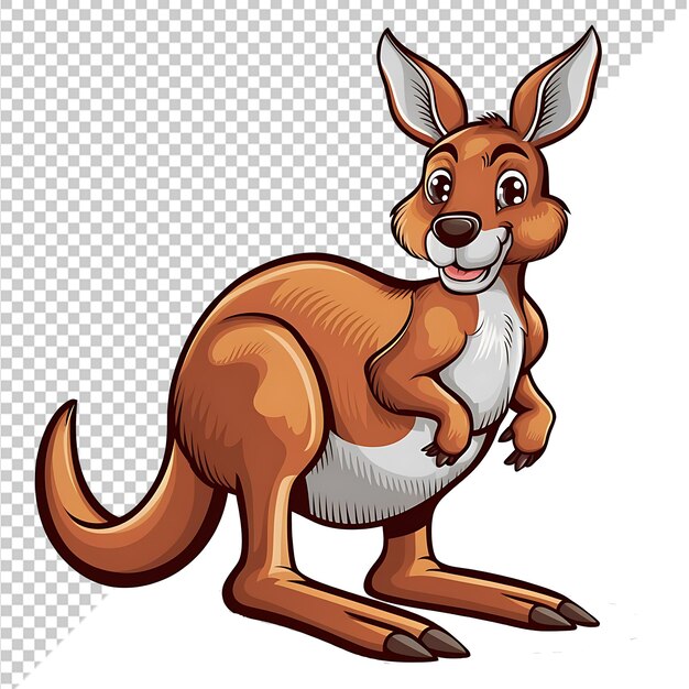 PSD a cartoon of a kangaroo with a white chest and tail