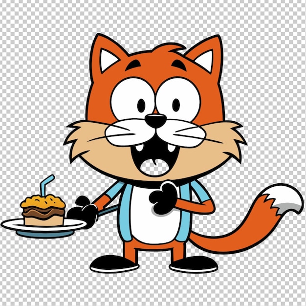 PSD cartoon kaon the cat is hungry transparent background