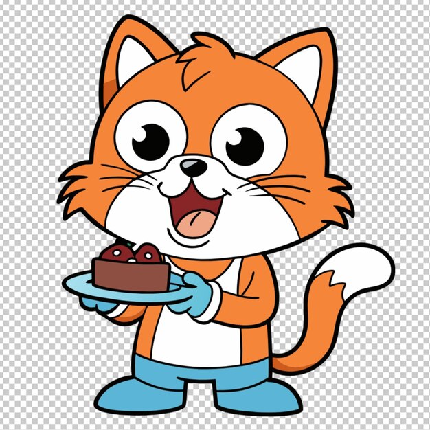 PSD cartoon kaon the cat is hungry transparent background