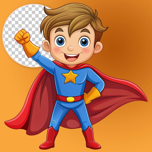 PSD cartoon kid boy superhero