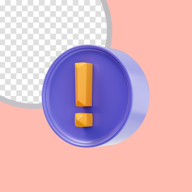 cartoon look Exclamation round badge icon 3d render concept for warning Alert signal