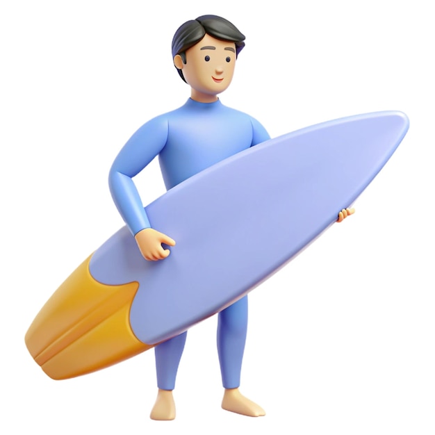 a cartoon of a man holding a surfboard with a surfboard on it