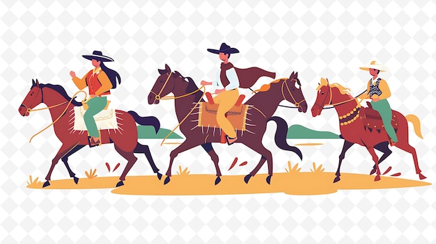 PSD a cartoon of a man on a horse with a cowboy hat on