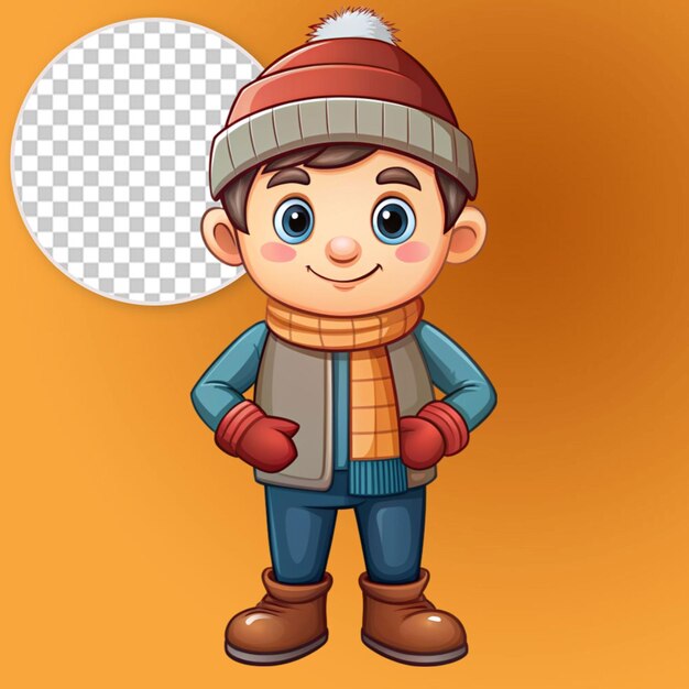 PSD cartoon man in winter outfit